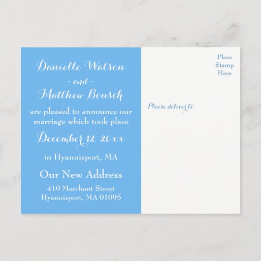 Blauw Net Getrouwd Vuurtoren & Zeilboot Bruiloft Aankondigingskaart (Achterkant)