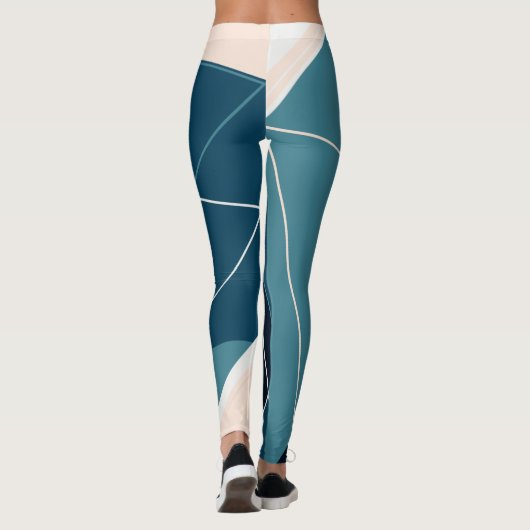 Blauw & Neutraal Geometrisch Leggings (Achterkant)