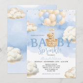 Blauw Neutrale Beer Wolk Ballon Baby Shower Kaart (Voorkant / Achterkant)