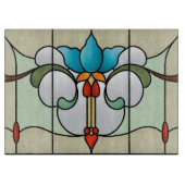 Blauw Neuveau Glazen Kop Knipbord Snijplank (Voorkant)