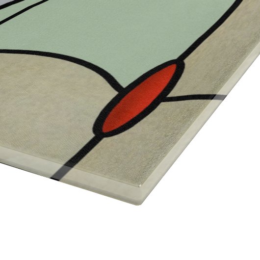 Blauw Neuveau Glazen Kop Knipbord Snijplank (Hoek)