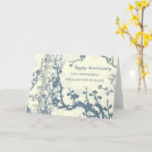 Blauw nichtje en haar man Jubileum Kaart (Gele Bloem)