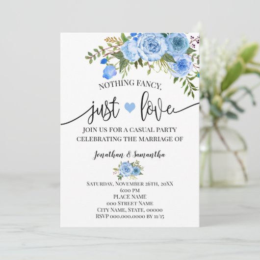 Blauw Niets ingewikkelds Gewoon Verliefd Vluchten  Save The Date (Staand voorkant)