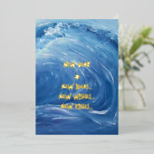 Blauw nieuw jaar, ideeën, wensen, kussen folie uitnodiging (Staand Voorkant)