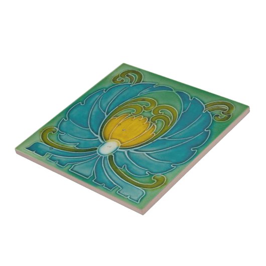 Blauw  Nieuw - kunstbladerontwerp Tegeltje (Zijkant)