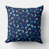 Blauw Nieuwe Maan Patroon Kussen (Voorkant)