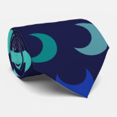 Blauw Nieuwe Maan Patroon Stropdas (Opgerold)