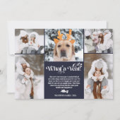 Blauw nieuwjaar in review 5 foto-inkuilraster feestdagenkaart (Voorkant)