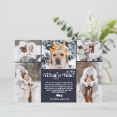 Blauw nieuwjaar in review 5 foto-inkuilraster feestdagenkaart (Staand voorkant)