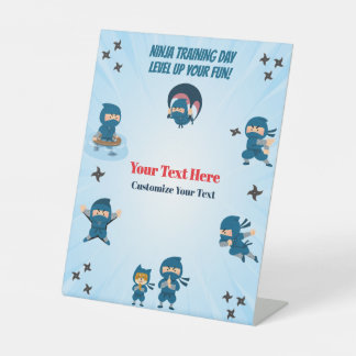 Blauw Ninja Team Verjaardagsfeestje Uw Tekst Hier Reclamebord Met Voetstuk