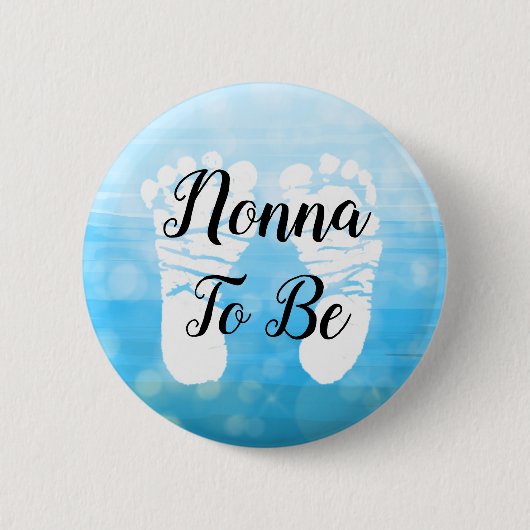 Blauw Nonna om Baby shower te zijn - voetafdruk Ronde Button 5,7 Cm (Voorkant)