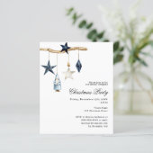 Blauw Noords bedrijf Kerstfeest uitnodiging (Staand voorkant)