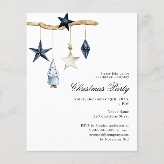 Blauw Noords bedrijf Kerstfeest uitnodiging (Voorkant)