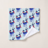 Blauw noords kerstrendierpatroon bad handdoek (Wasdoekje)