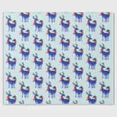 Blauw noords kerstrendierpatroon cadeaupapier (Vlak)