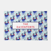 Blauw noords kerstrendierpatroon deurmat (Voorkant)