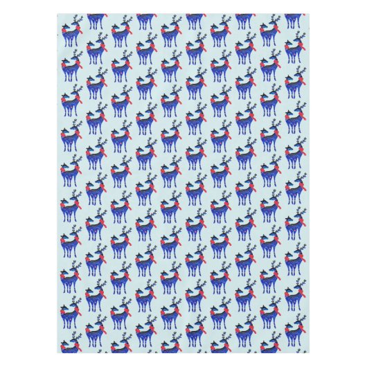 Blauw noords kerstrendierpatroon tafelkleed (Voorkant)