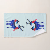 Blauw Noordse Kerst Rendier Paar Bad Handdoek (Handdoek)