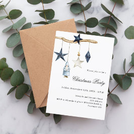 Blauw nordic decor eenvoudig kerstfeest kaart