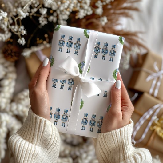 Blauw Notenkraker Kerstmis Cadeaupapier