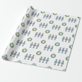 Blauw Notenkraker Kerstmis Cadeaupapier (Uitgerold)