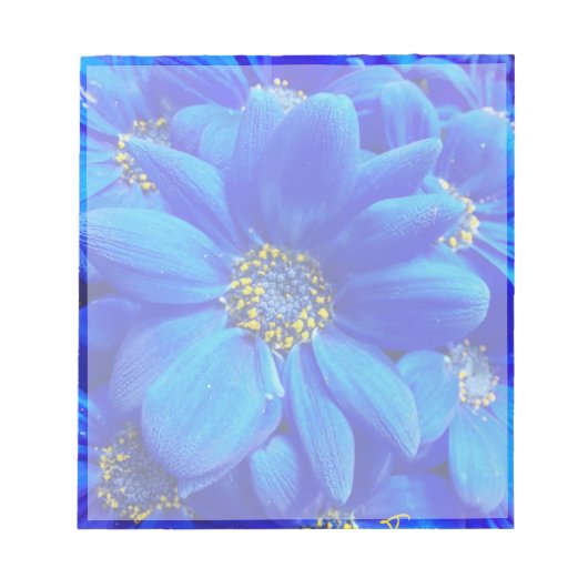 blauw notitieblok bloemen (Voorkant)