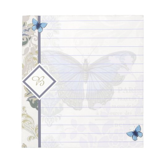  blauw notitieblok van de vlinder (Voorkant)