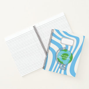 Blauw Notitieboek "De wereld is jouw klaslokaal"