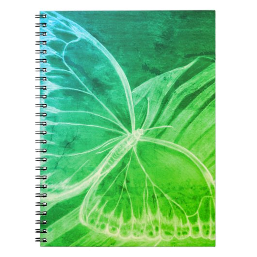 Blauw Notitieboek met groene vlinder (Voorkant)