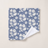 Blauw Nova en Witte Duif bloemontwerp Bad Handdoek (Wasdoekje)
