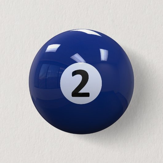 Blauw nr. 2 Billiard Pool Ball Ronde Button 3,2 Cm (Voorkant)