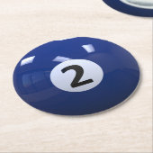 Blauw nr. 2 Billiard Pool Ball Ronde Kartonnen Onderzetter (Gebogen)