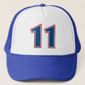 Blauw nummer 11 trucker pet (Voorkant)