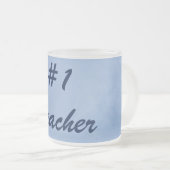 Blauw nummer 1 leraar matglas koffiemok (Voorkant rechts)