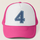 Blauw nummer 4 trucker pet (Voorkant)