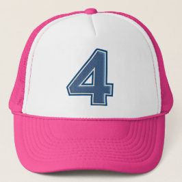 Blauw nummer 4 trucker pet