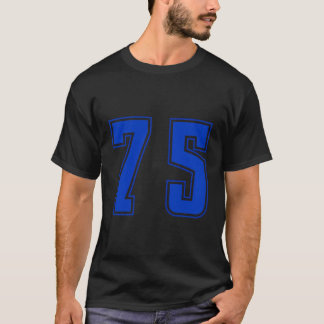 Blauw Nummer 75 Team Junior Sport Genummerd Unifor T-shirt
