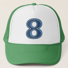 Blauw nummer 8 trucker pet