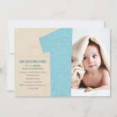 Blauw nummer één eerste wedstrijd uitnodigen kaart (Voorkant)