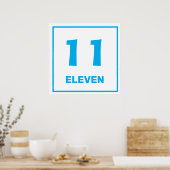 Blauw nummer elf Poster (Keuken)