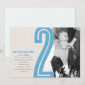 Blauw nummer twee verjaardagsfeestje uitnodigen kaart (Voorkant / Achterkant)