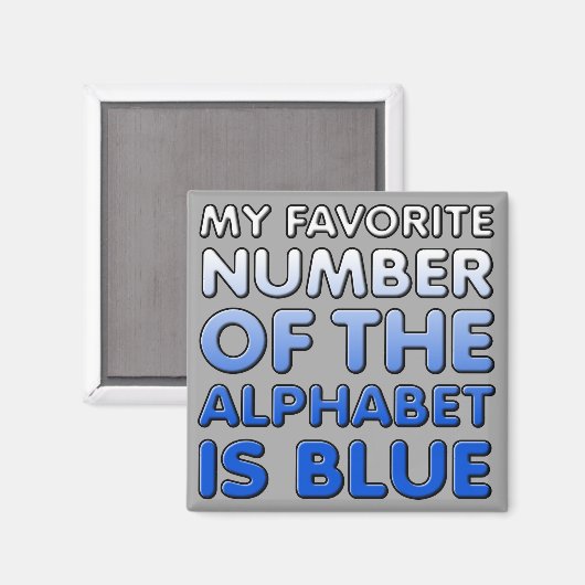 Blauw nummer van het alfabet Funny Fridge Magnet (Voorkant / Achterkant)
