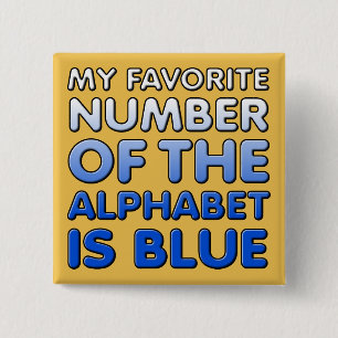 Blauw Nummer Van Het Alfabet Grappige Knoop Badge Vierkante Button 5,1 Cm