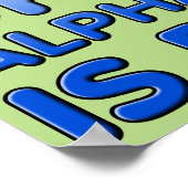 Blauw Nummer Van Het Alfabet Grappige Poster Bord (Hoek)