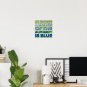 Blauw Nummer Van Het Alfabet Grappige Poster Bord (Thuiskantoor)