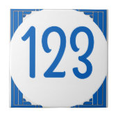 Blauw nummer voor huisnummers tegeltje (Voorkant)