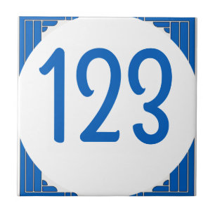Blauw nummer voor huisnummers tegeltje