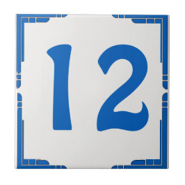 Blauw nummer voor huisnummers tegeltje