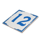 Blauw nummer voor huisnummers tegeltje (Zijkant)