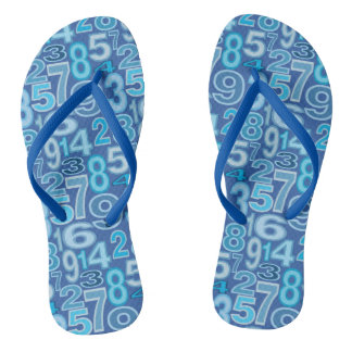 Blauw nummerpatroon teenslippers